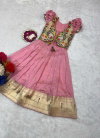 Ajd 8146 Soft Paithani Silk Kids Wear Gown With Coat Wholesale Suppliers In Mumbai